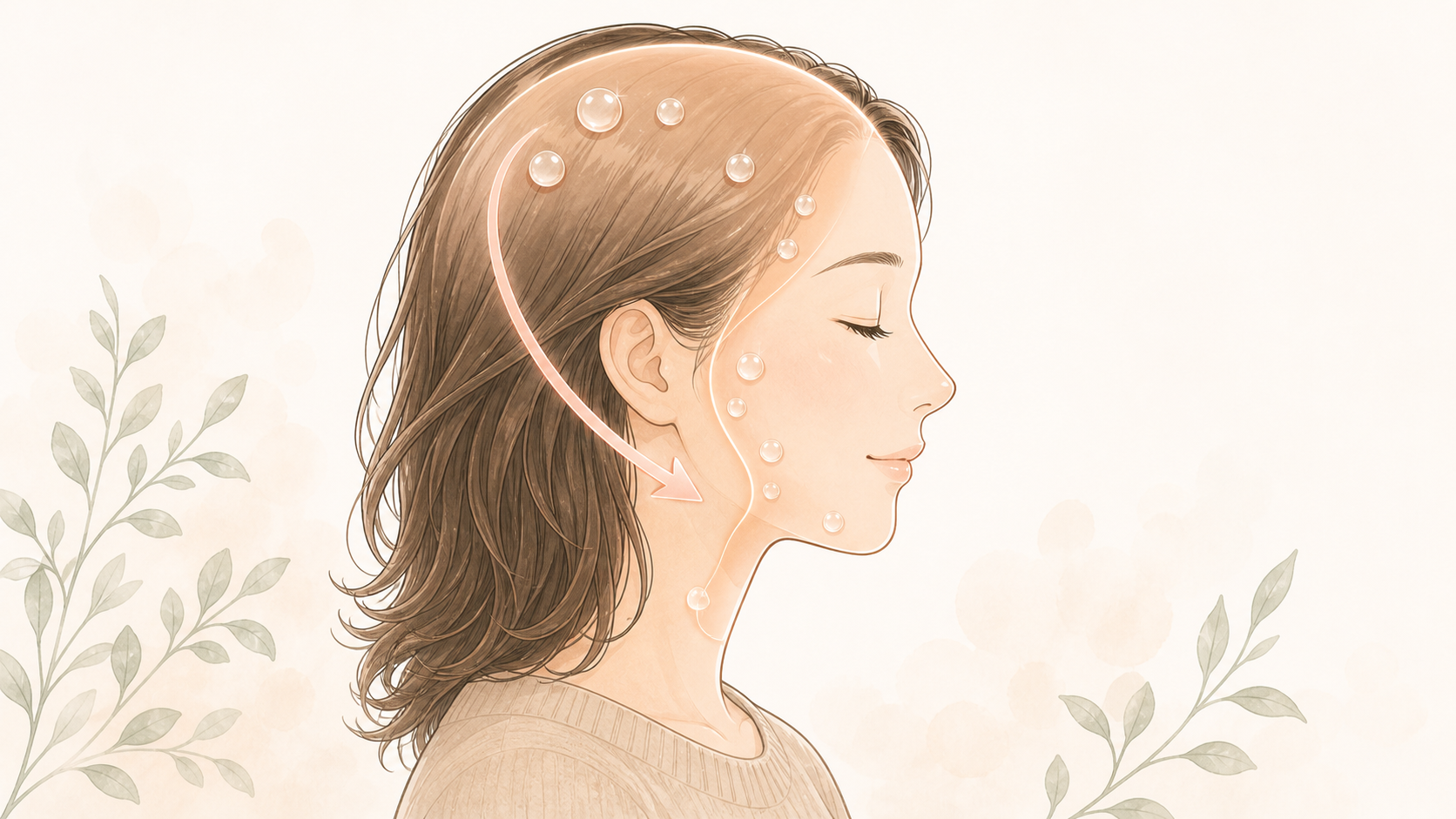 頭皮と顔の皮膚がひとつづきにつながっていることを示すイメージ