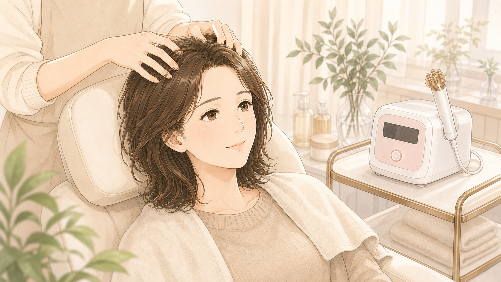 頭皮ケアとフェイシャルを同じ日に受けられる同日ケアのイメージ