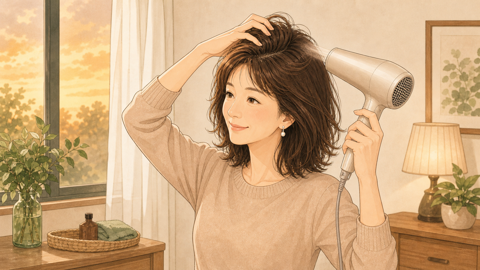 根元から乾かすイメージ