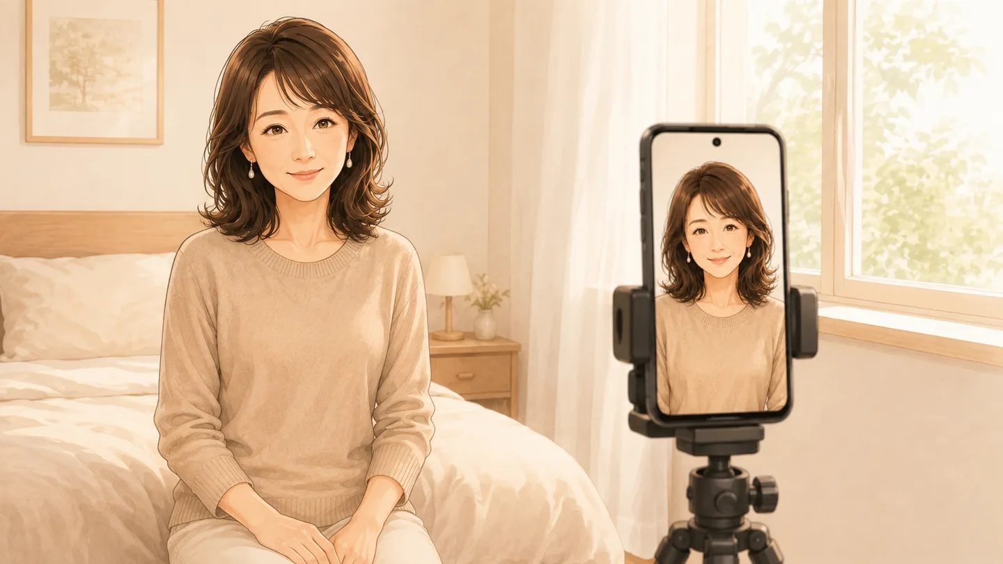 同じ条件で月に1枚、記録用の写真を撮っている様子