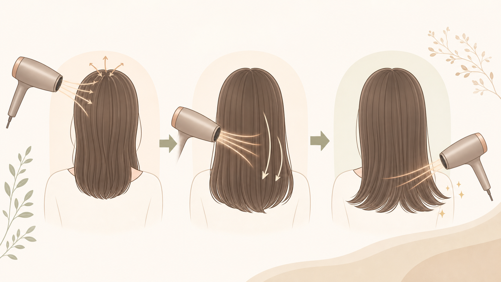 頭皮から乾かす正しい順番のイメージ