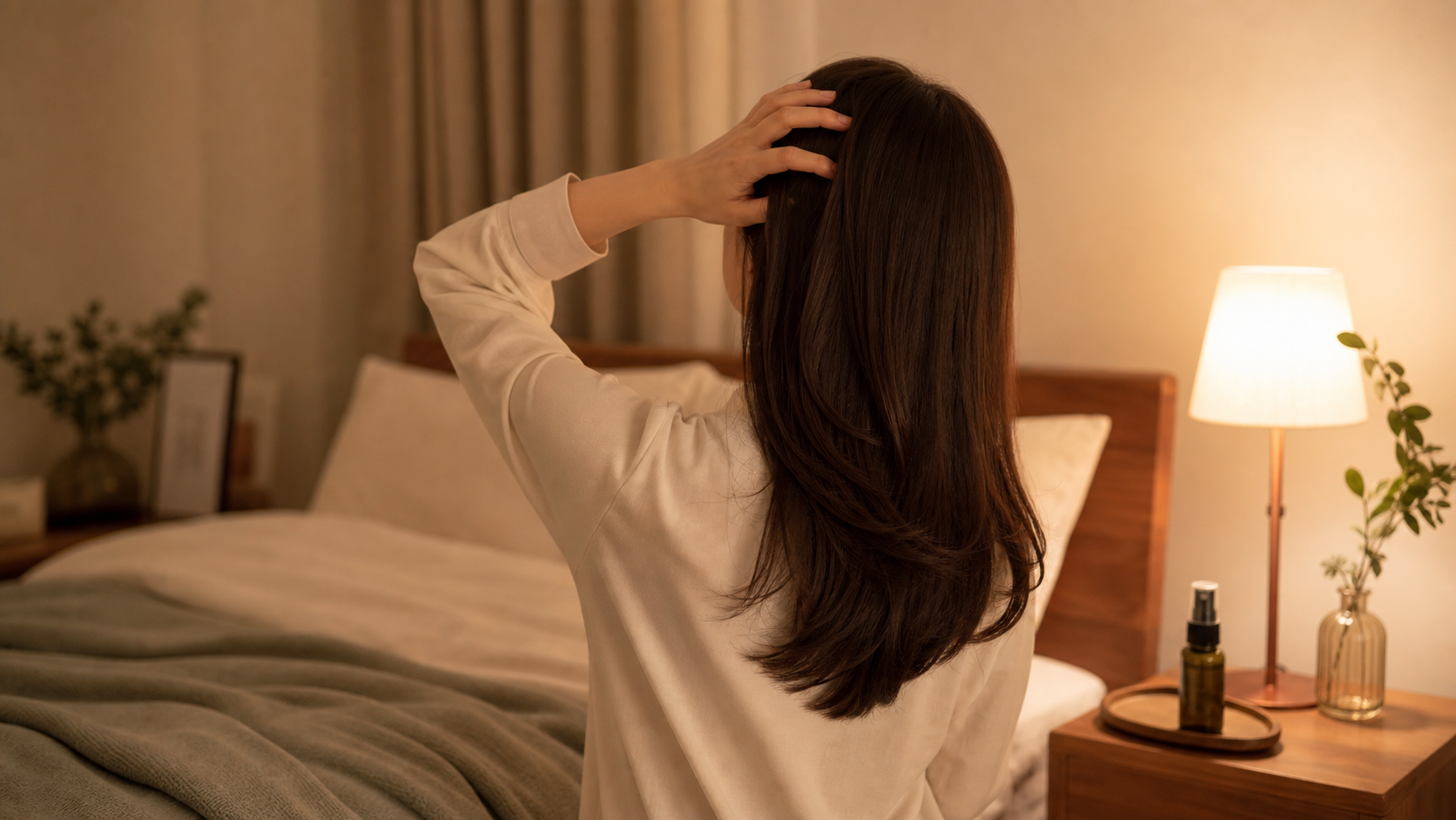 お休み前の頭皮の仕上げのイメージ