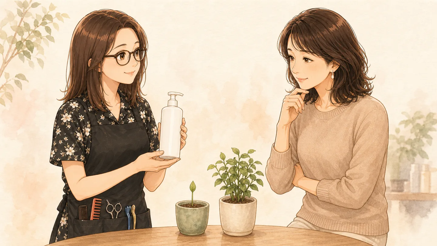 シャンプーを一つずつ時間をかけて試すイメージ