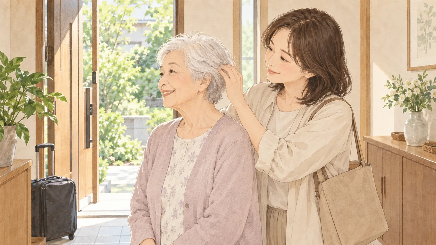 久しぶりに会った母の髪の変化に、そっと気づくイメージ