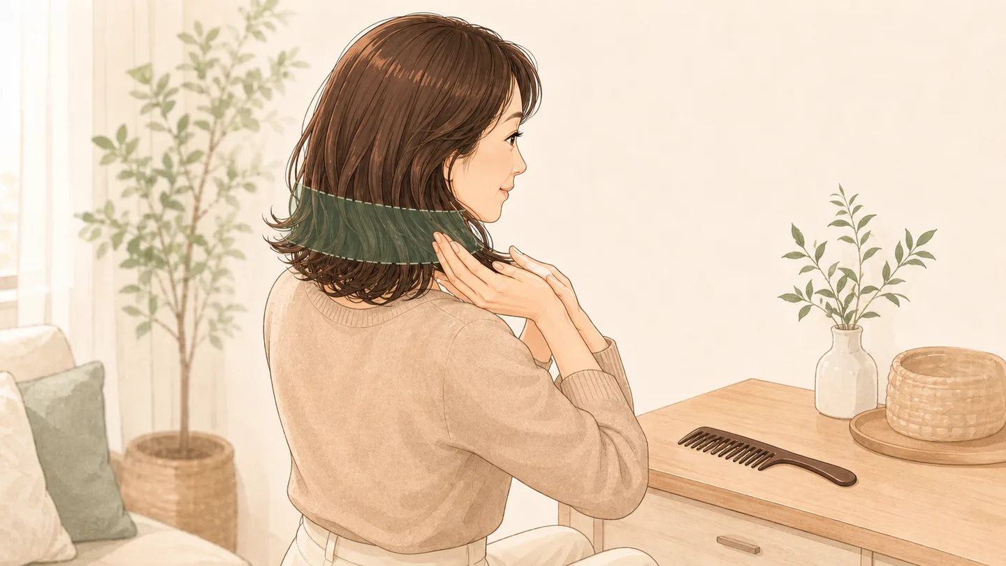 毛先から中間へつけていく手の動きのイメージ
