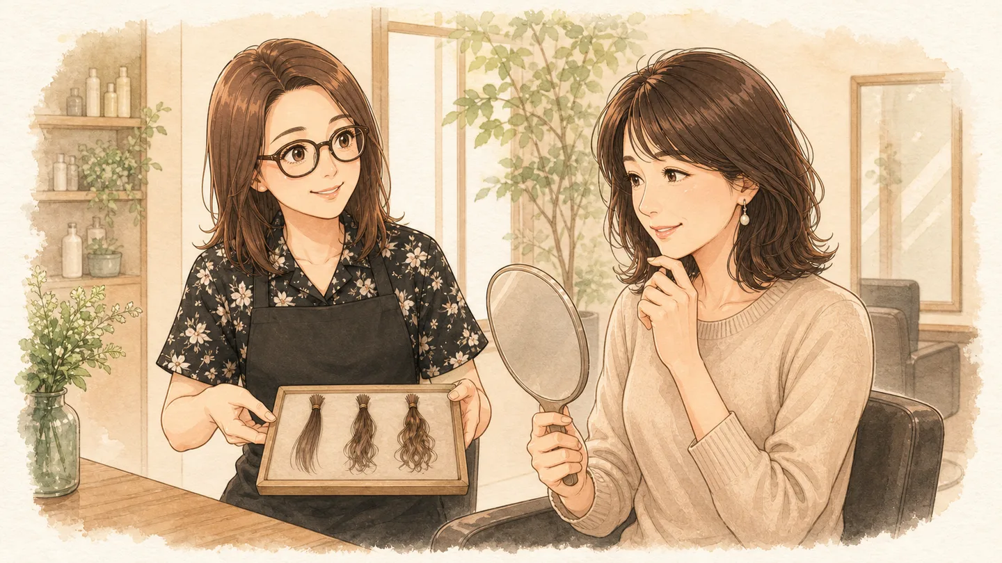 髪の質から変化が始まることをあらわしたイメージ