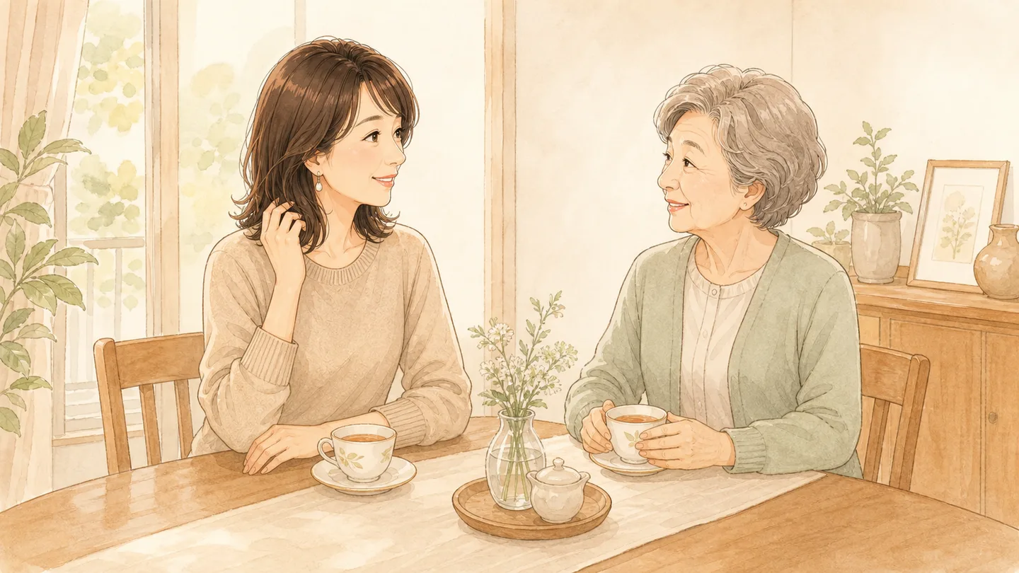 母親への声のかけ方をあらわしたイメージ