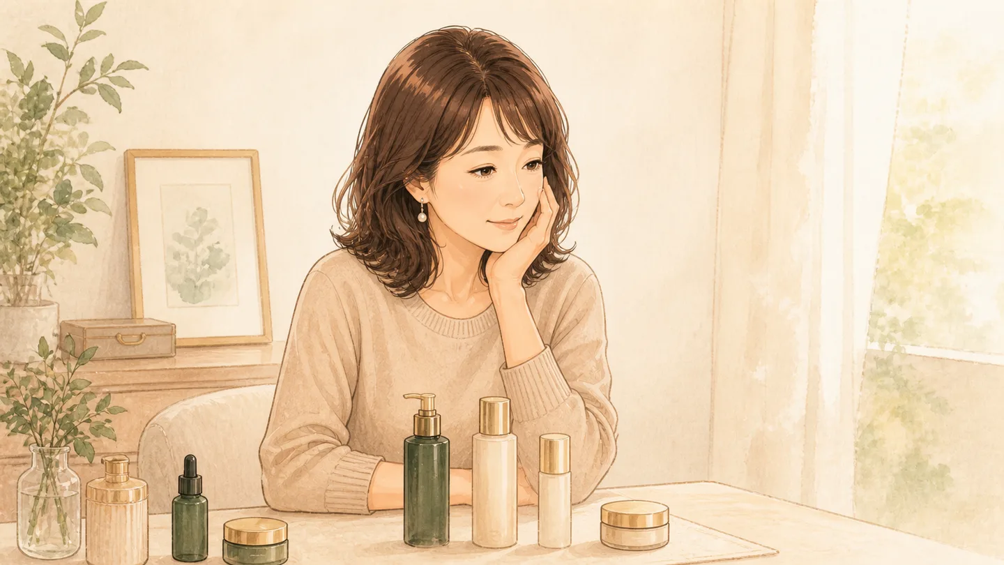 お顔のお手入れを重ねても印象が変わらない場面のイメージ