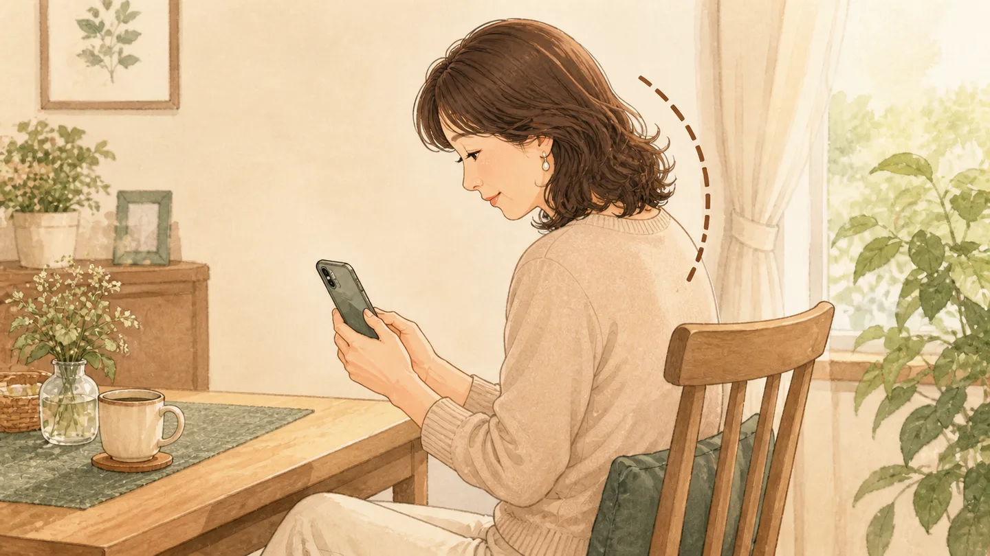 頭皮がこわばる日常の姿勢のイメージ