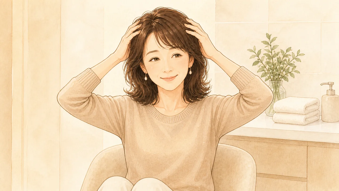 おうちで頭皮をほぐす手の動きのイメージ