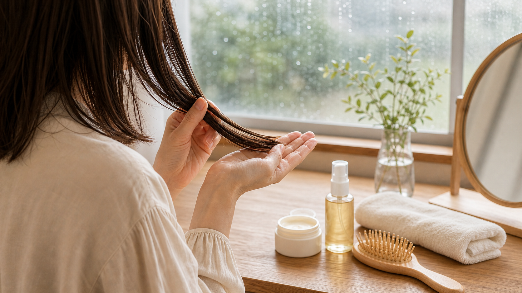 雨の日の広がりをおさえるおうちケアのイメージ