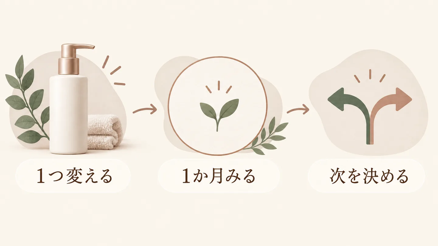 ホームケア用品をひとつずつ変えていく考え方を表した図