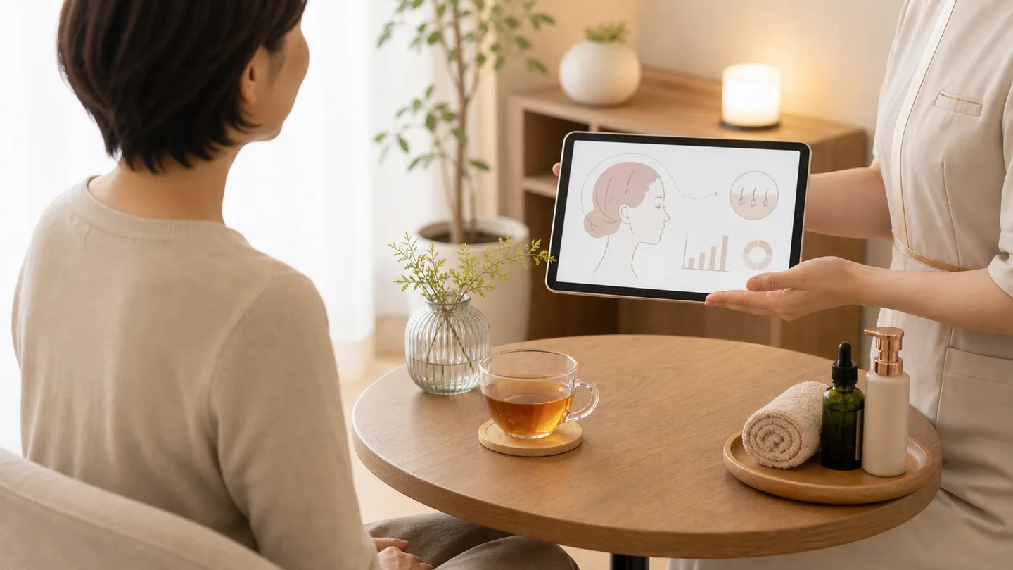 頭皮とお顔のつながりを体感するヘッドスパのイメージ
