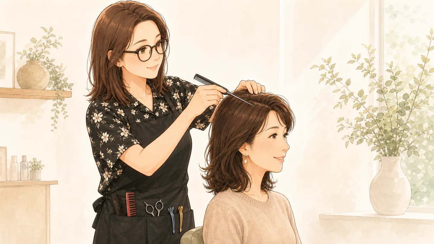 分け目を少し変えて根元を立ち上げるイメージ