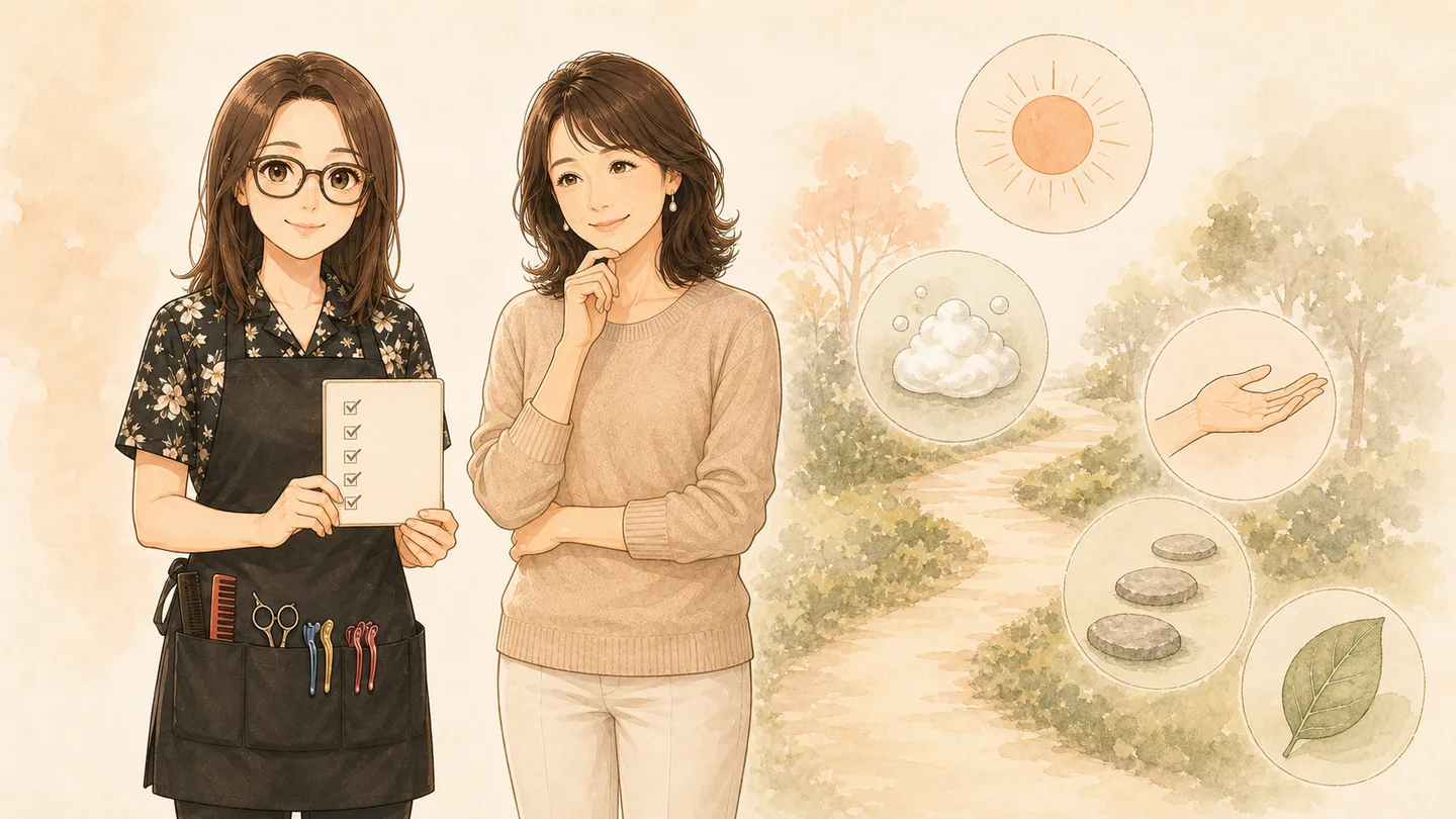 秋の抜け毛との向き合い方をまとめたイメージ