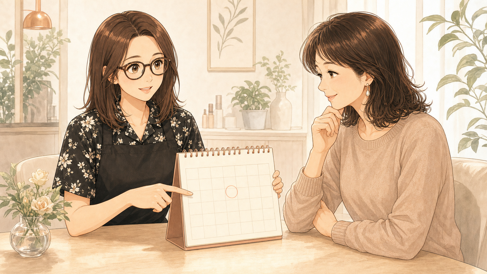 サロンに通う間隔の目安を考えるイメージ