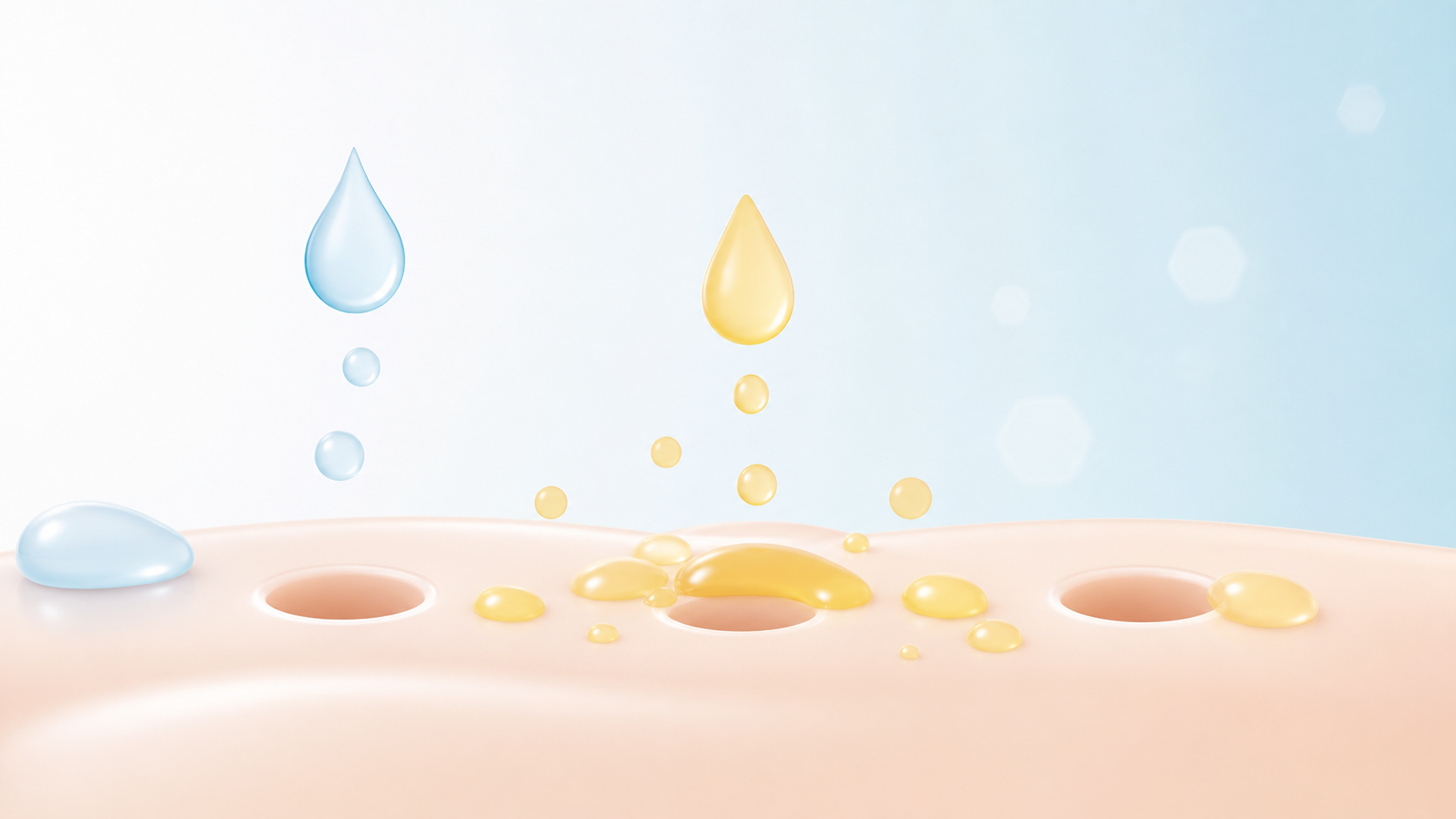 夏の汗と皮脂が毛穴にたまるイメージ