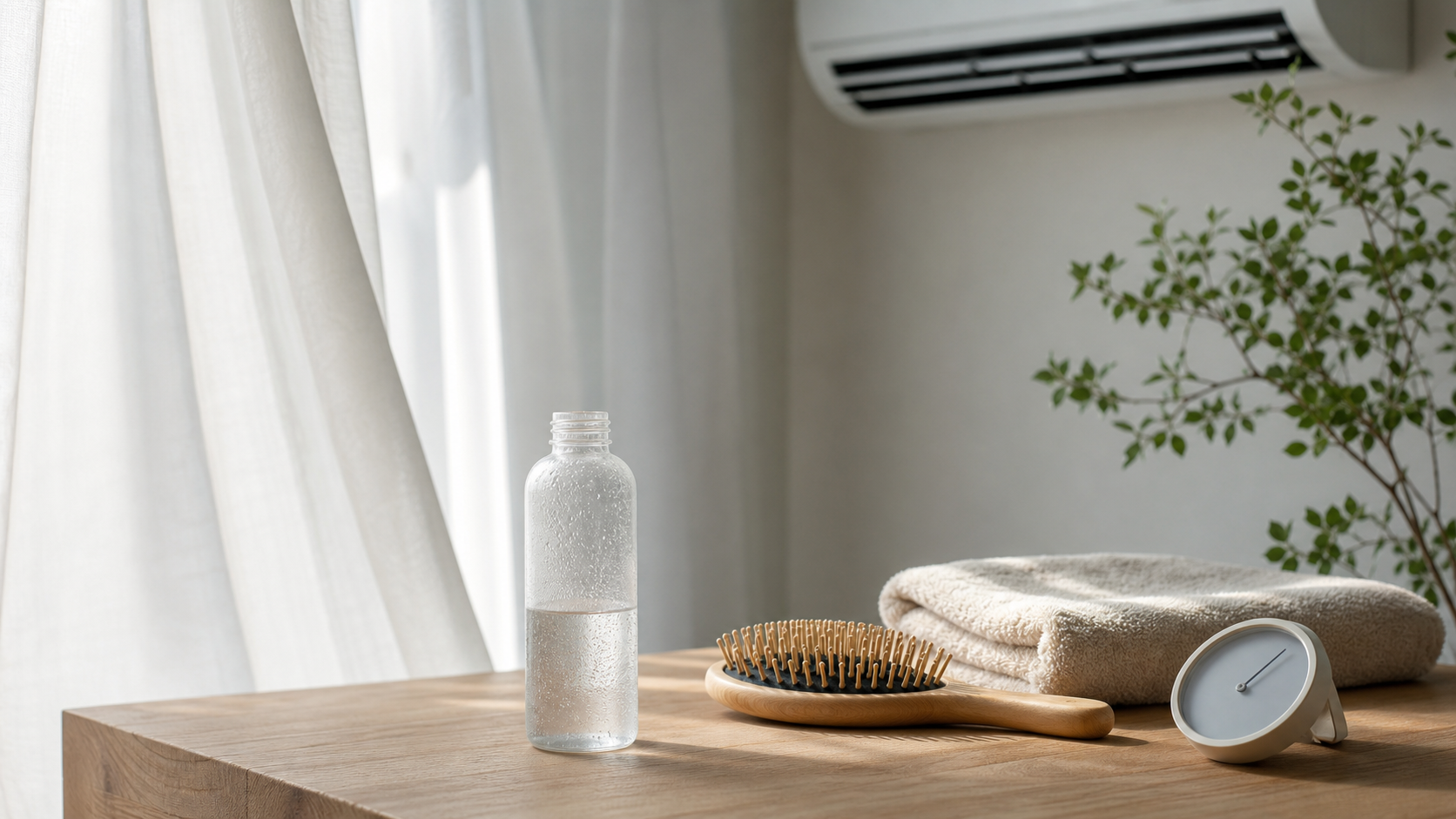 エアコンの乾燥で頭皮の水分が奪われるイメージ