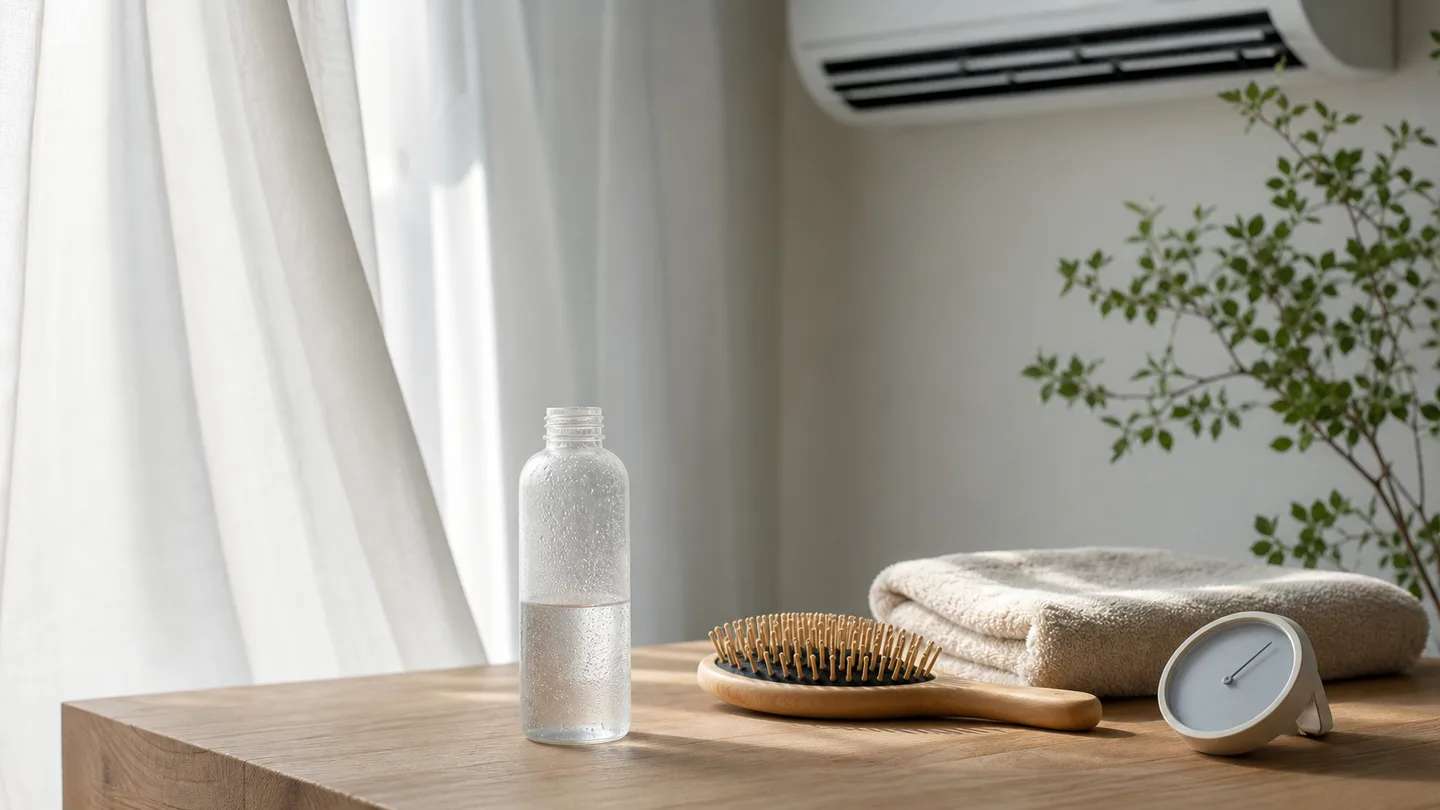 エアコンの乾燥で頭皮の水分が奪われるイメージ