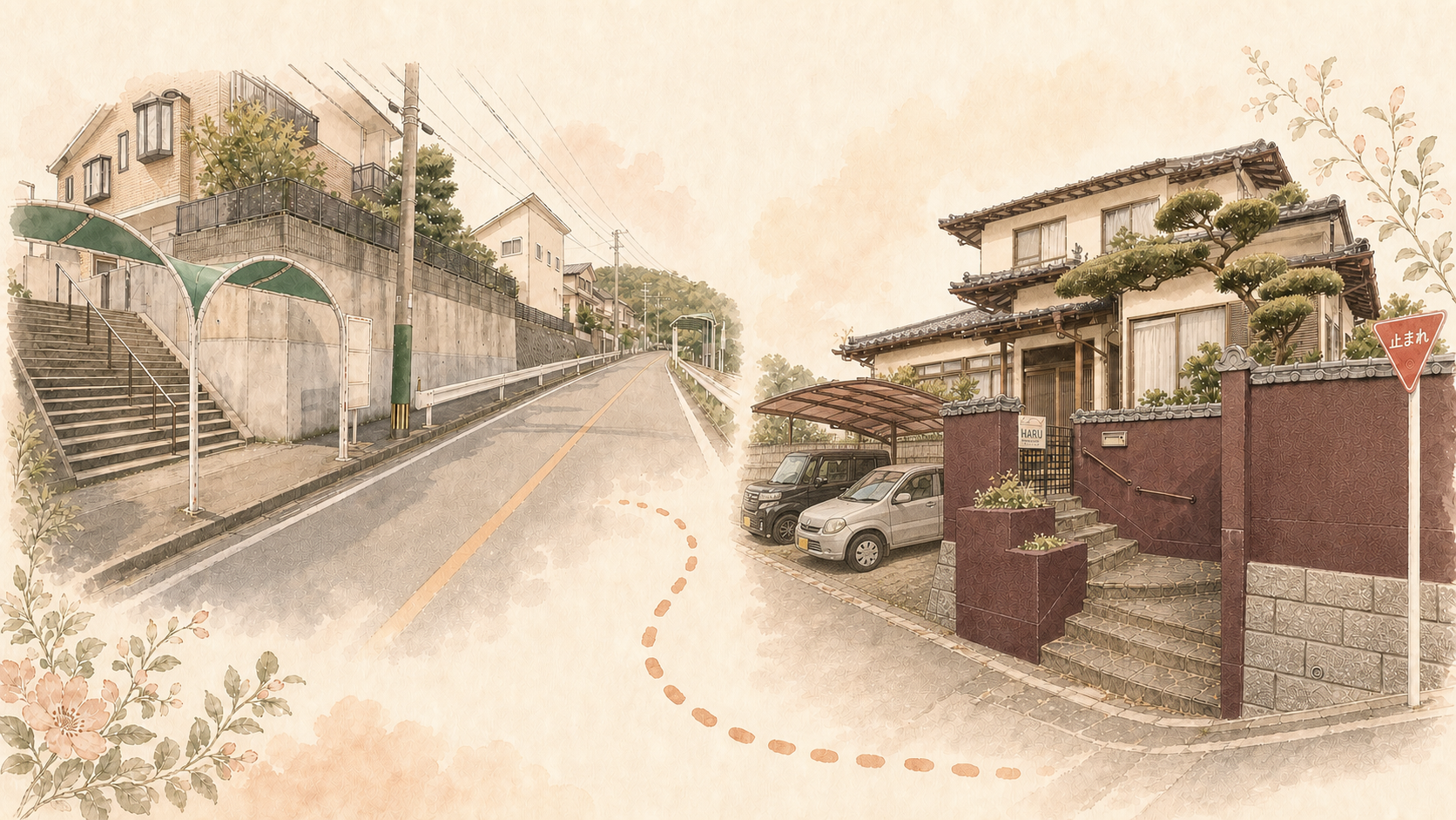 宇美町ひばりが丘の住宅街にあるサロンのイメージ
